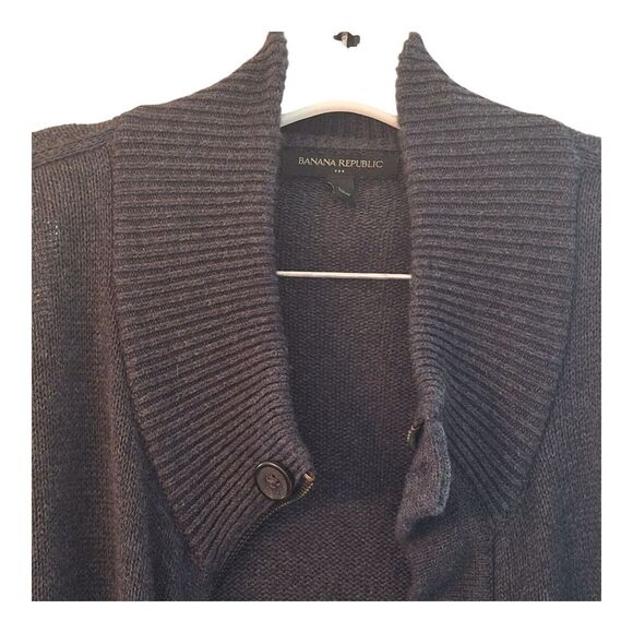 Banana Republic Zip Button Gray Cardigan Sweater Jacket Cotton Wool Academia L - Picture 13 of 16
